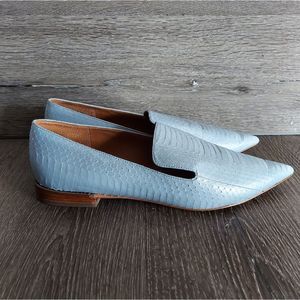 SARTO Franco Sarto Topaz Snakeskin Loafer Flats Size 10 , pretty light blue.